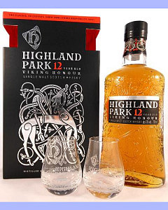 Highland Park 12 Jahre - Viking Honour mit 2 Gläsern